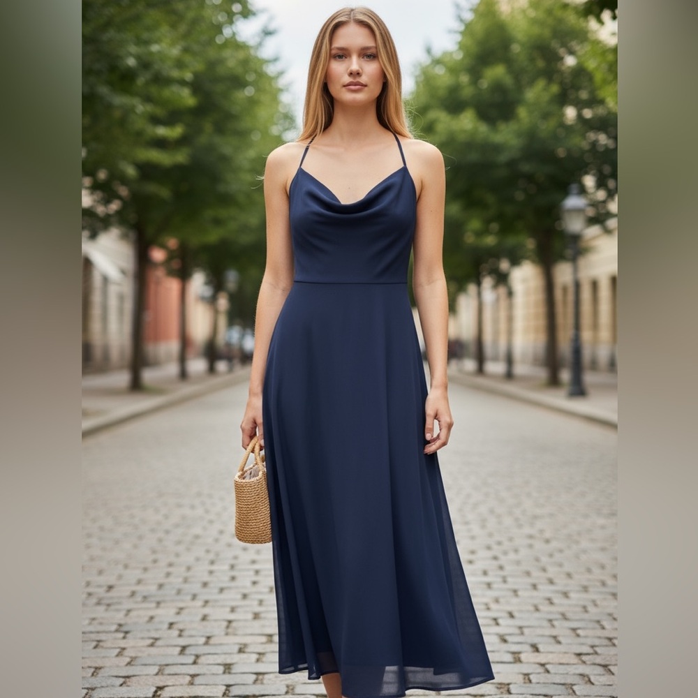 WTOO Watters & Watters Navy Blue Cocktail, Bridesmaid Dress
